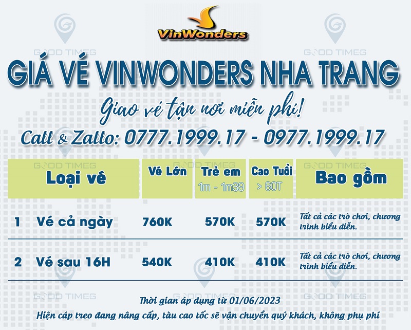 Giá vé Vinwonders Nha Trang hè 2023